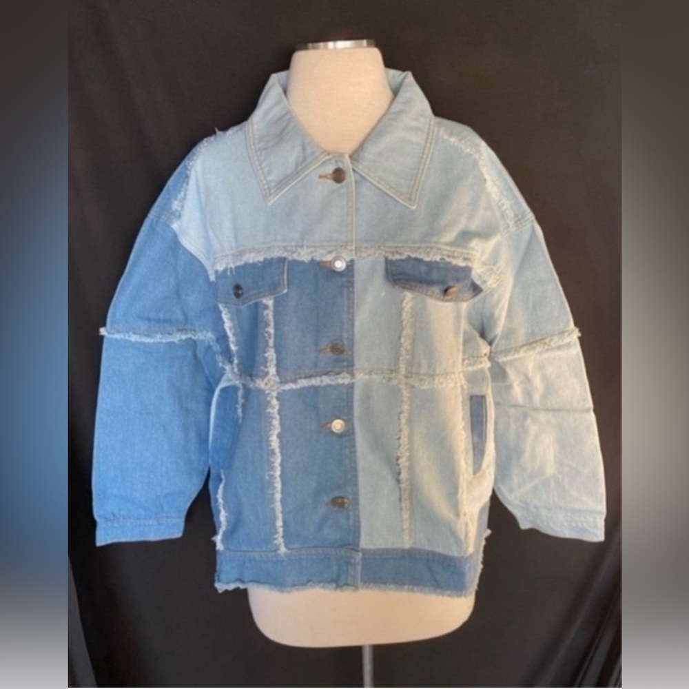 Women’s Denim Patchwork Jacket Large - image 1